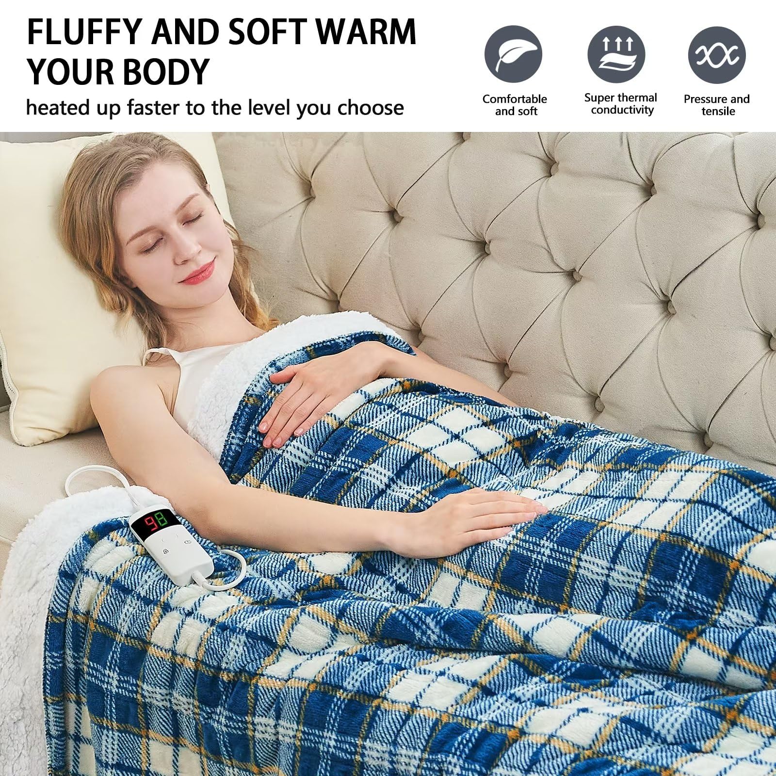 OCTROT Electric Heated Throw Blanket 50"x60", Fast Heating Blanket with