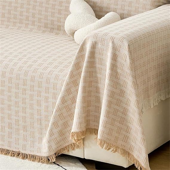 Highdi Throw for Sofa Large, Nordic Simple Style Soft Blanket, Decorative Throw Blanket with Fringe, Sofa Throws, Versatile Travel Nap Blanket for Chair Settees Couch Sofa Bed (Camel,180x260cm)