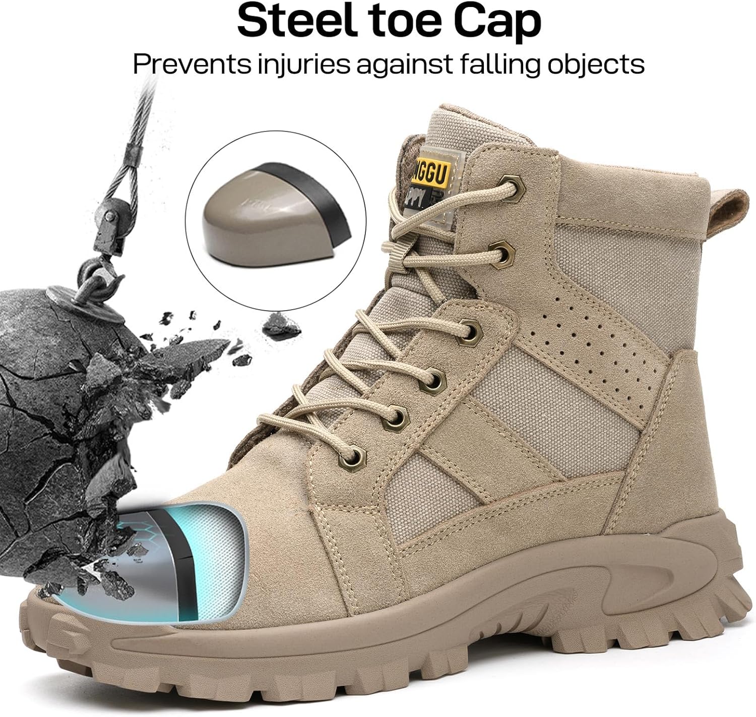 Steel Toe Boots for Men Comfortable Mens Work Boots Indestructible Construction Industrial Safety Boots - Image 3