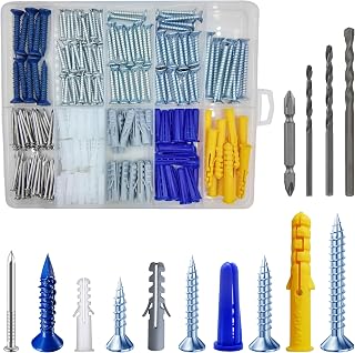Wensilon 274-Piece Drywall Anchors Kit with Screws - Plastic Wall Anchors for Drywall, Concrete, Brick & Cement Walls