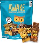 AWAKE - Morceaux de chocolat caféiné - 50mg Caféine - Boîte de variétés (3 Les arômes), 50 Nombre - Beurre d'arachide, lait, & Caramel - Bites énergétiques - Alternative de café - Commerce équitable, sans gluten, non GMO - 0.48oz
