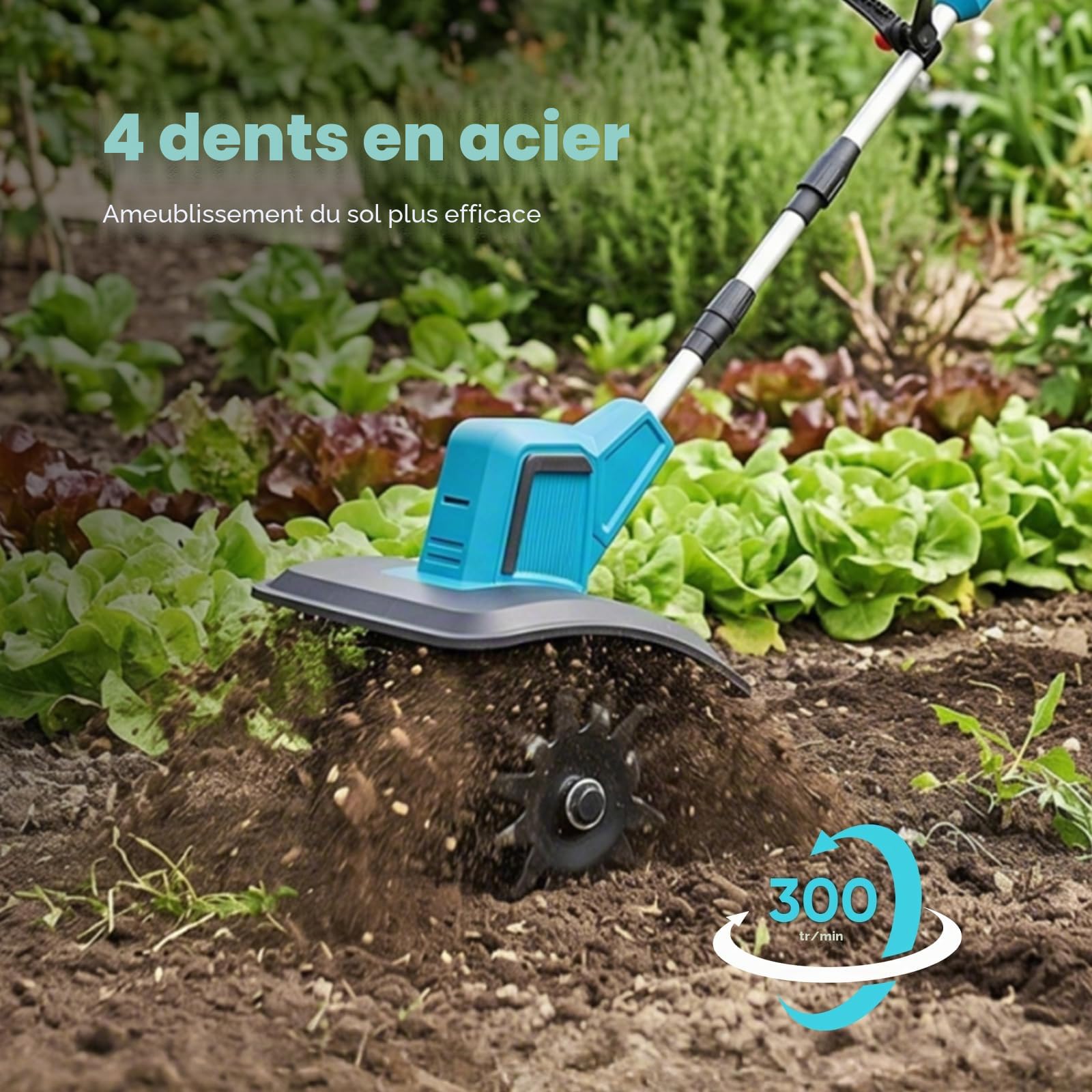 Hachoir de sol sans fil pour Makita 18 V, 550 W, profondeur de travail du sol, largeur d'usinage de 20 cm, 360 tr/min, profondeur de fraisage avec poignée supplémentaire réglable