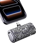 iWALK Portable Charger for iPhone, 5000mAh Wireless Portable Charger USB C Mini Power Bank with Diamond, 22.5W Fast Battery Pack Power Bank for iPhone 15/16/17 Series, Samsung & Android Series, Purple