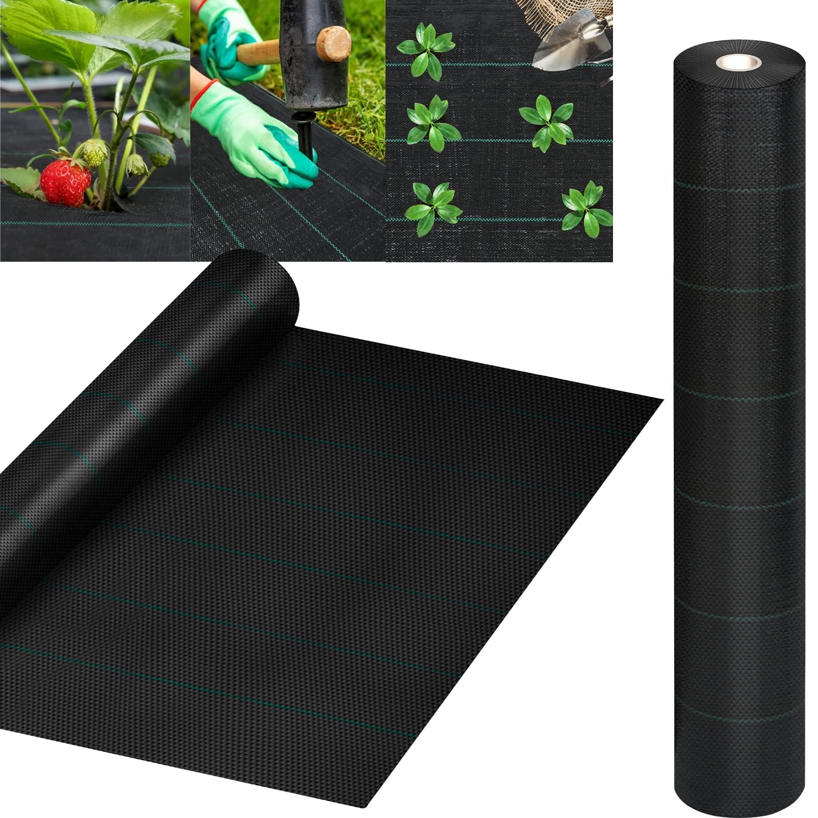 XMTECH Toile Non-tissée de Jardin - 100 g/m² - Extra résistante Contre Les Mauvaises Herbes - 25 m x 2 m = 50 m² - Film de paillis - Protection des Plantes - Résistant aux UV et indéchirable