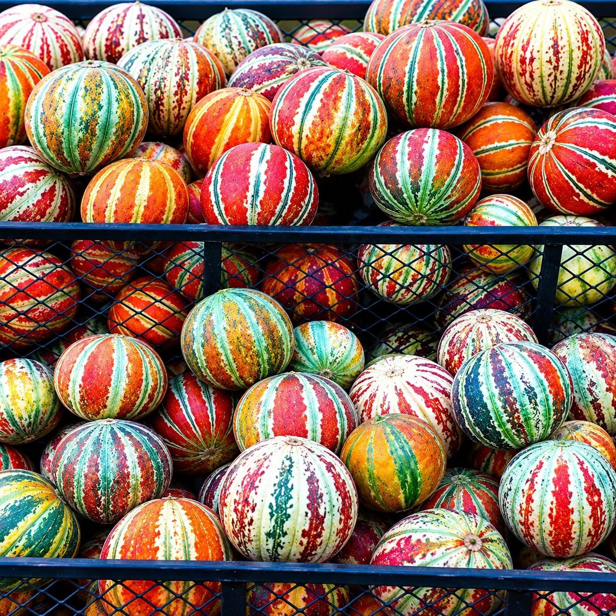 10 Rare Kajari Melon Seeds - Bright Striped Melon, Compact Vines - 60-70 Days Till Ripe - Grows in Shade