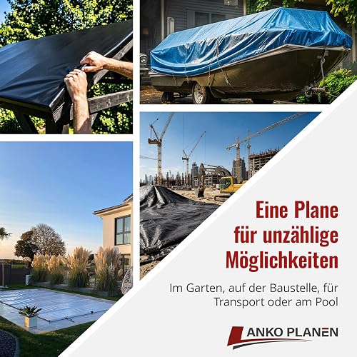 ANKO PLANEN Telo copertura PVC 700 g/m² pesante – impermeabile, antistrappo, resistente UV; telone tipo camion per giardino/industria/piscina/rimorchio (bianco, 3 m x 6 m) - 5