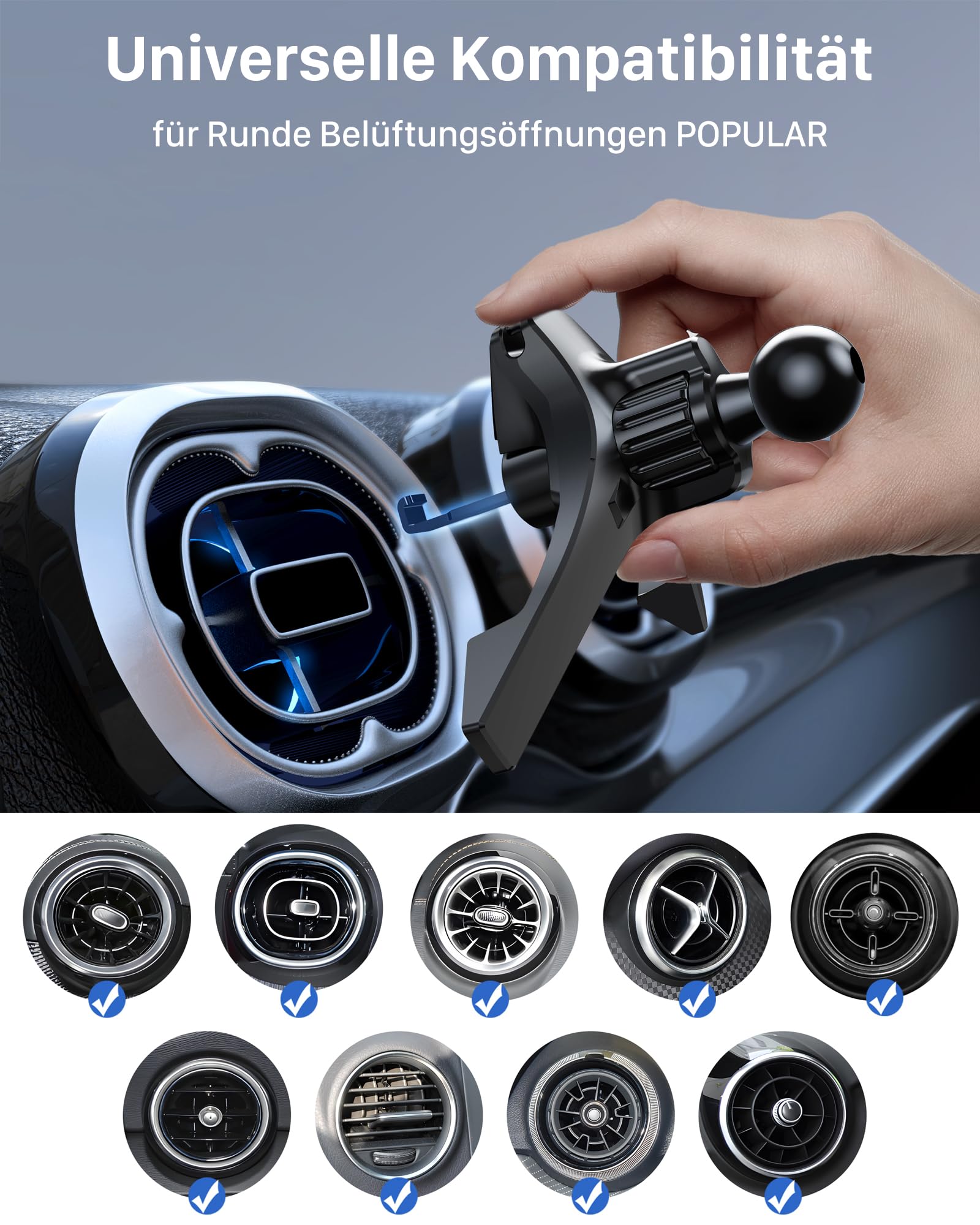 YOSH Handyhalterung Auto für MagSafe [Runde Lüftung], Magnetische KFZ-Halterung mit Triangelhaken für Mercedes A/B/C/V/GLC/Sprinter, kompatibel mit iPhone & Samsung Geräten, Mercedes Benz Accessoires