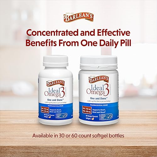 Miniatura 7 de Barlean's Ideal Suplemento de aceite de pescado Omega 3, 1000 mg cápsulas blandas, grado farmacéutico EPA y DHA para la salud del cerebro, las