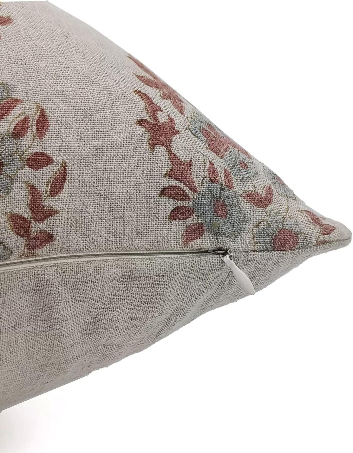 Artistic Handmade Rust Brown Block Print Pure Linen 14x20 Inch Throw Pillowcase Cushion CoverDecorative for Bedroom, Living Room, Sofa & Couch,Outdoor-Anar Kali