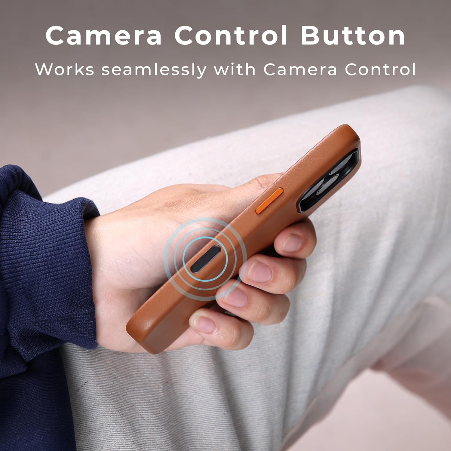 Bobos Nappa Leather Case for iPhone 16 Pro (6.3”) – Slim Fit MagSafe Case with Camera Control Button | Premium Protective Cover for Apple iPhone 16 Pro Brown - Image 2