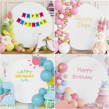 Wokceer White 5FT Round Arch Backdrop Cover, Polyester, for Wedding, Birthday Party & Ceremony Decor