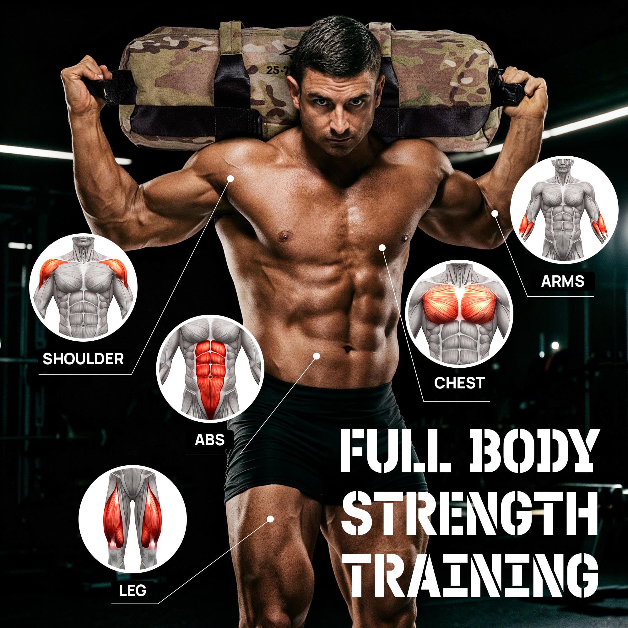 Yes4All Sandbag Regolabile per attività Fisica e Fitness con 7 Maniglie - Power Bag per allenamenti di Corsa, Core Bag per Molti allenamenti Esercizio Funzionali, e Forza 2-90kg