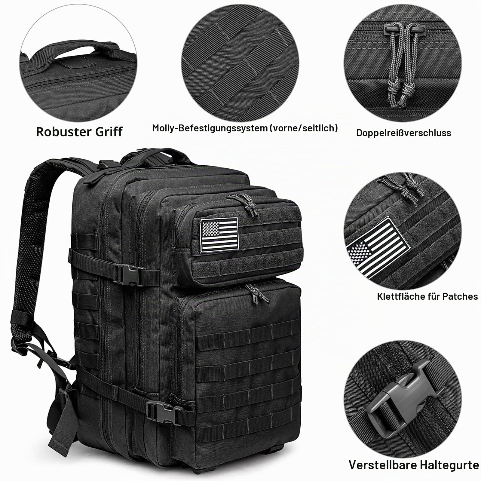 G4Free 45L Militär Taktischer Rucksack, Große Rucksack Taktisch | mit MOLLE-System, 3 Tage Armee Assault Pack Bag Go Bag Rucksack Herren für Assault Wandern Reisen Outdoor Arbeit
