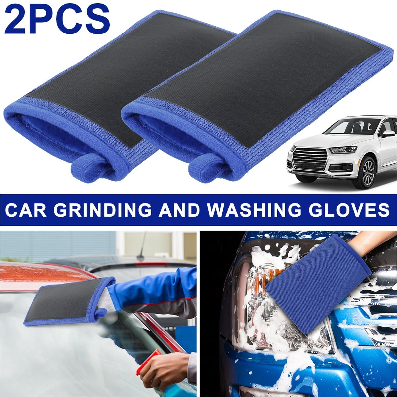 2 Stück Auto-Detailing-Handschuh, Kratzfest | Faser-Lack-Reinigungshandschuh, Ton-Waschtuch, Auto-Werkzeuge