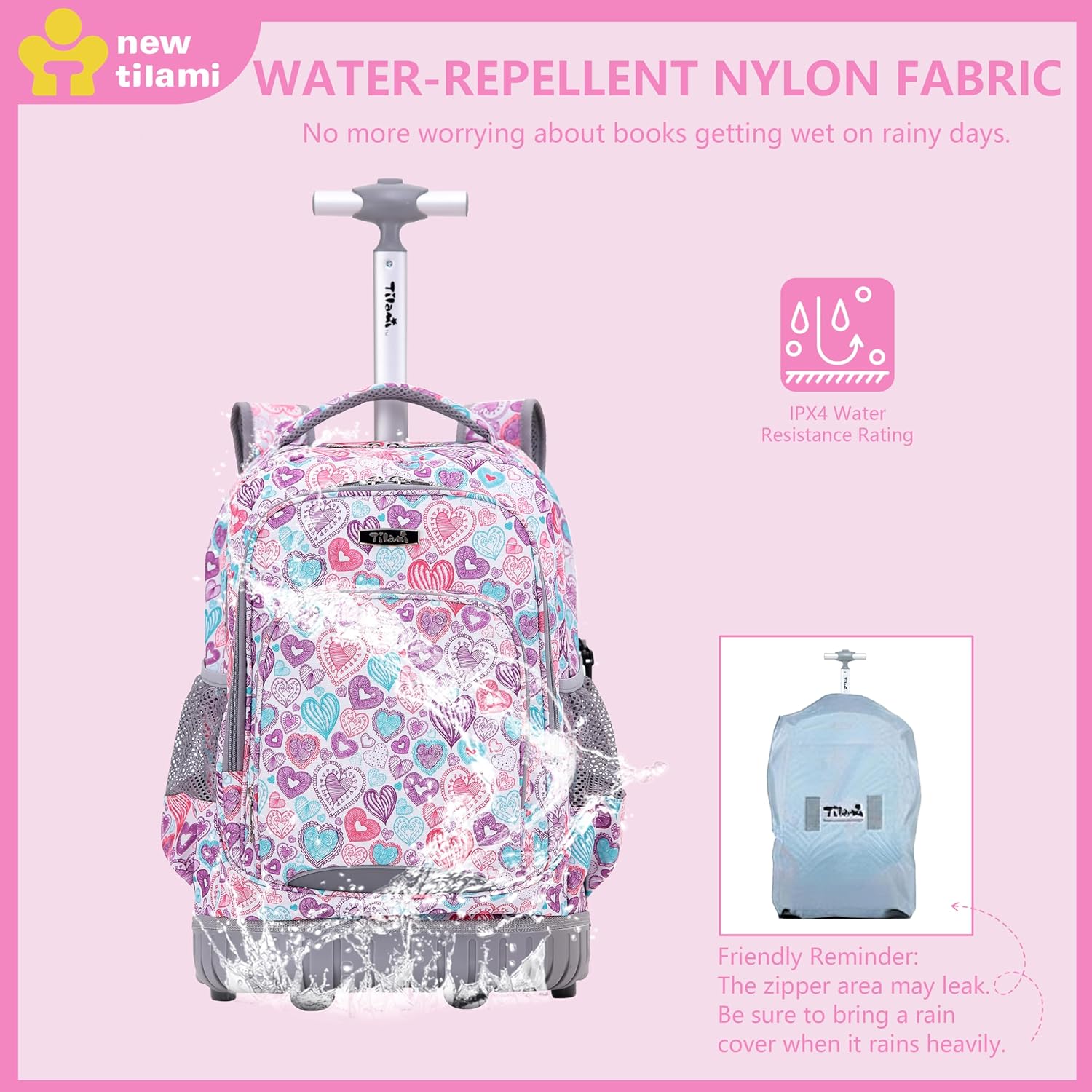 NEW TILAMI Rolling Backpack for Kids 18 Inch Wheeled Laptop Backpack Kids School Travel - Image 7