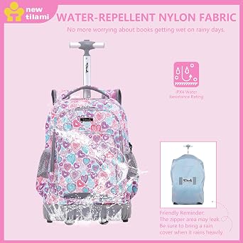 NEW TILAMI Rolling Backpack for Kids 18 Inch Wheeled Laptop Backpack Kids School Travel