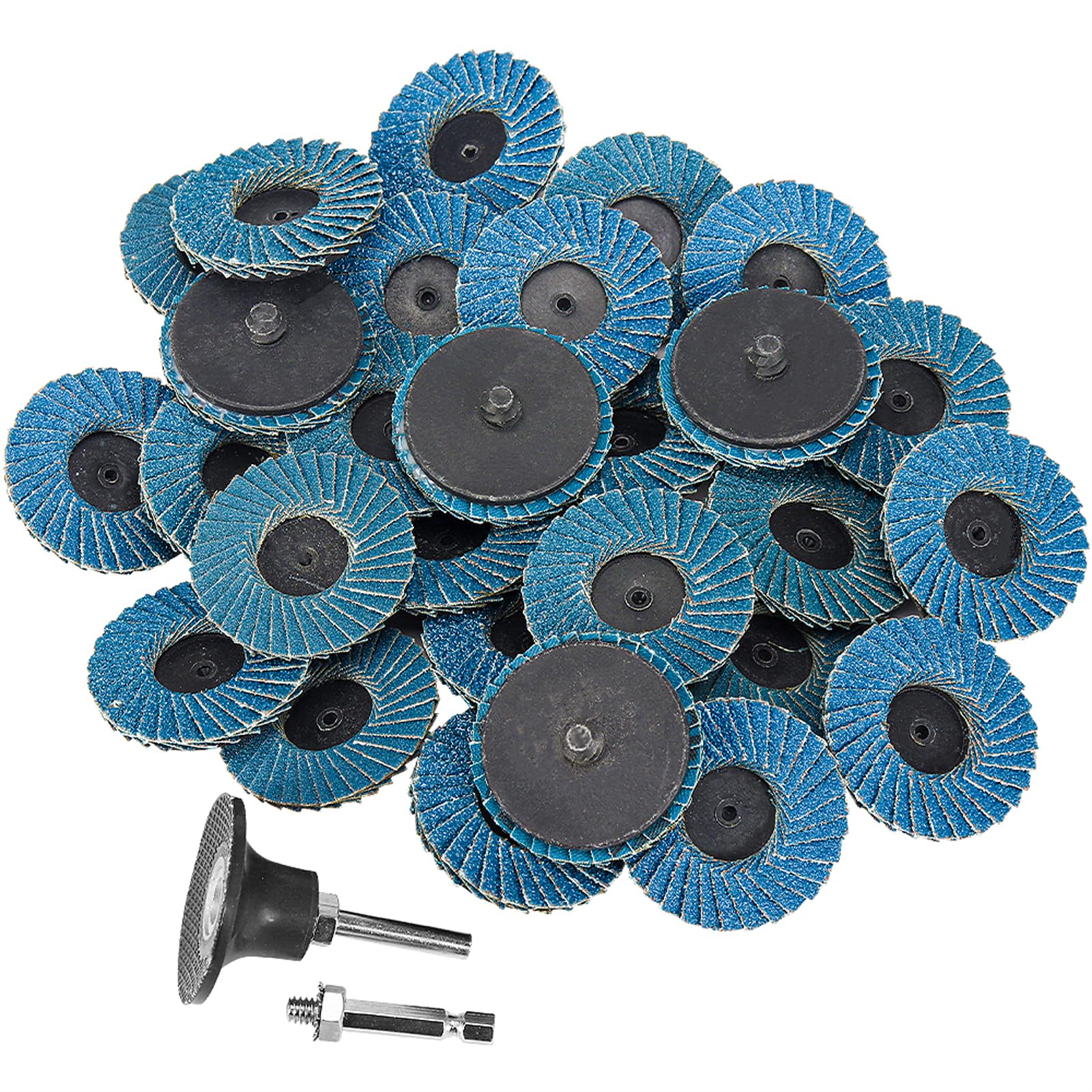 SI FANG Zestaw 31 sztuk 50 mm tarcza szlifierska, tarcza szlifierska, tarcza ścierna, 2 cale tarcze ścierne, tarcza do klapy 40, 60, 80, 120, szybka wymiana tarcze szlifierskie z uchwytem chwytu 1/4 cala do szlifierki powietrznej