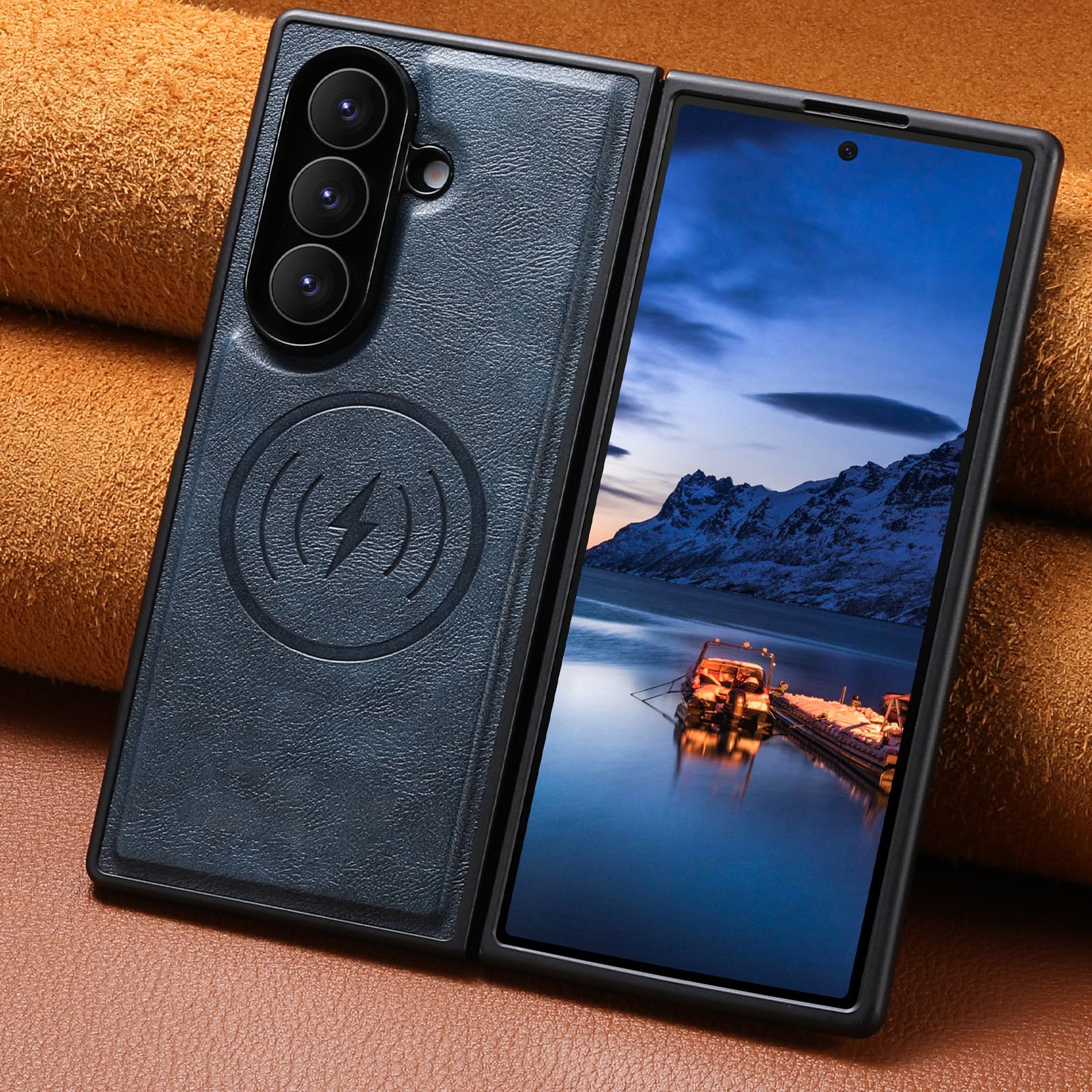 Magnetica Cover per Samsung Galaxy Z Fold 8 Ultra, Pelle Protezione | Anti-Impronte Guscio Sottile Ricarica Wireless Ultra Sottile Paraurti in TPU Morbido Caso,Nero,Fold 8 Ultra