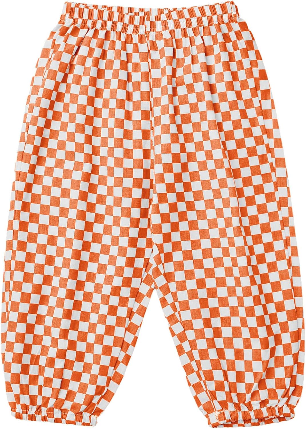 Toddler Boy Loose Cotton Trousers Baby Girls Plaid Pants Pocket for Park Play