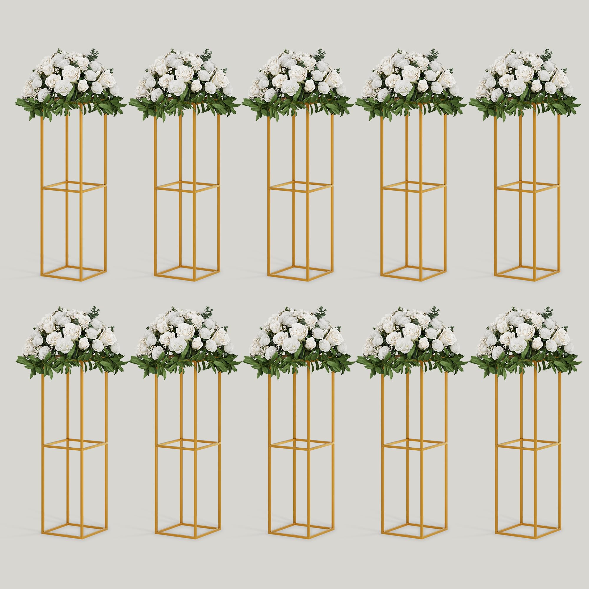 Support de fleurs mariage TEKXYZ 80 cm en métal or pour centre de table élégant x10