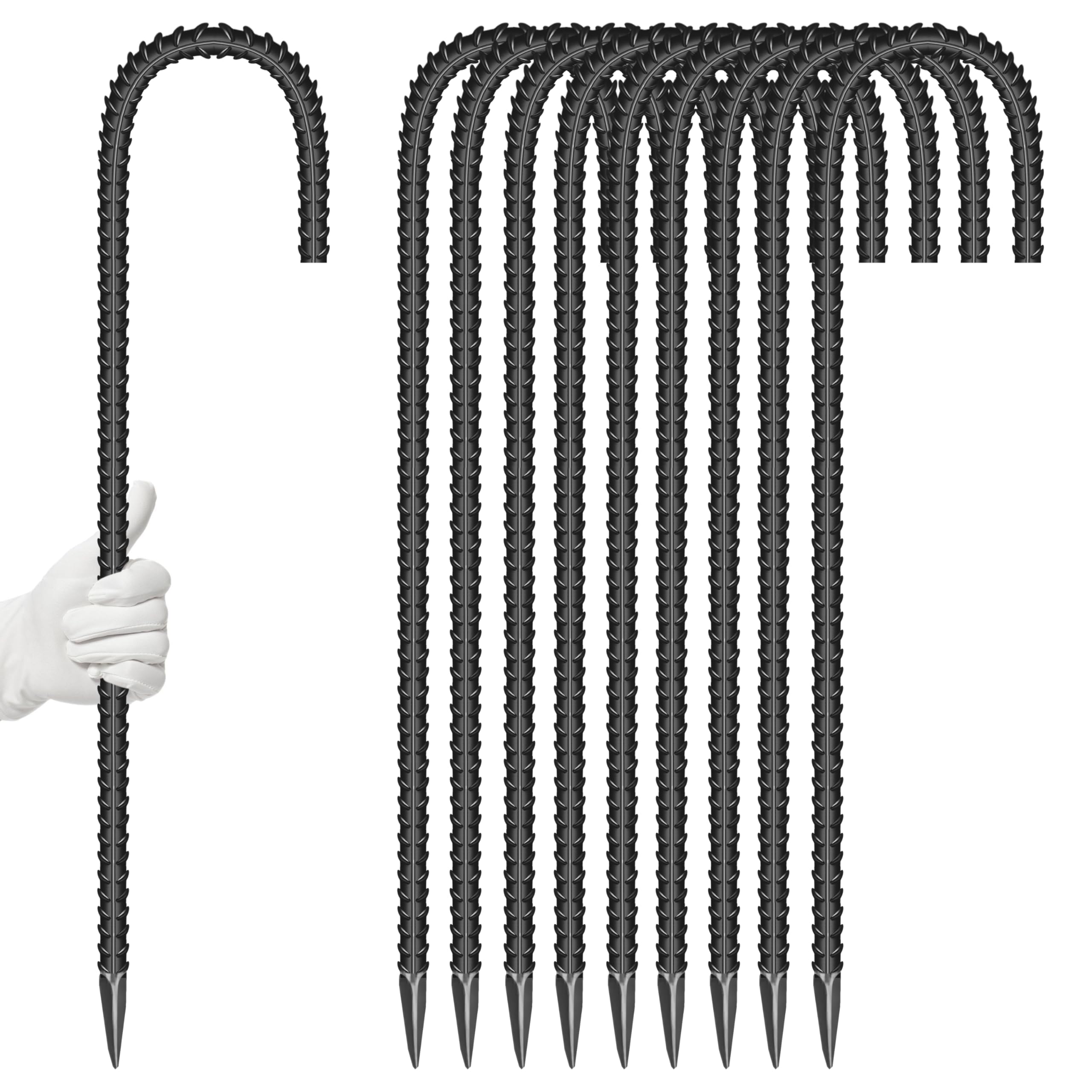 ESSFF 10 Pieces 16-Inch Garden Ground Stakes Galvanized Steel