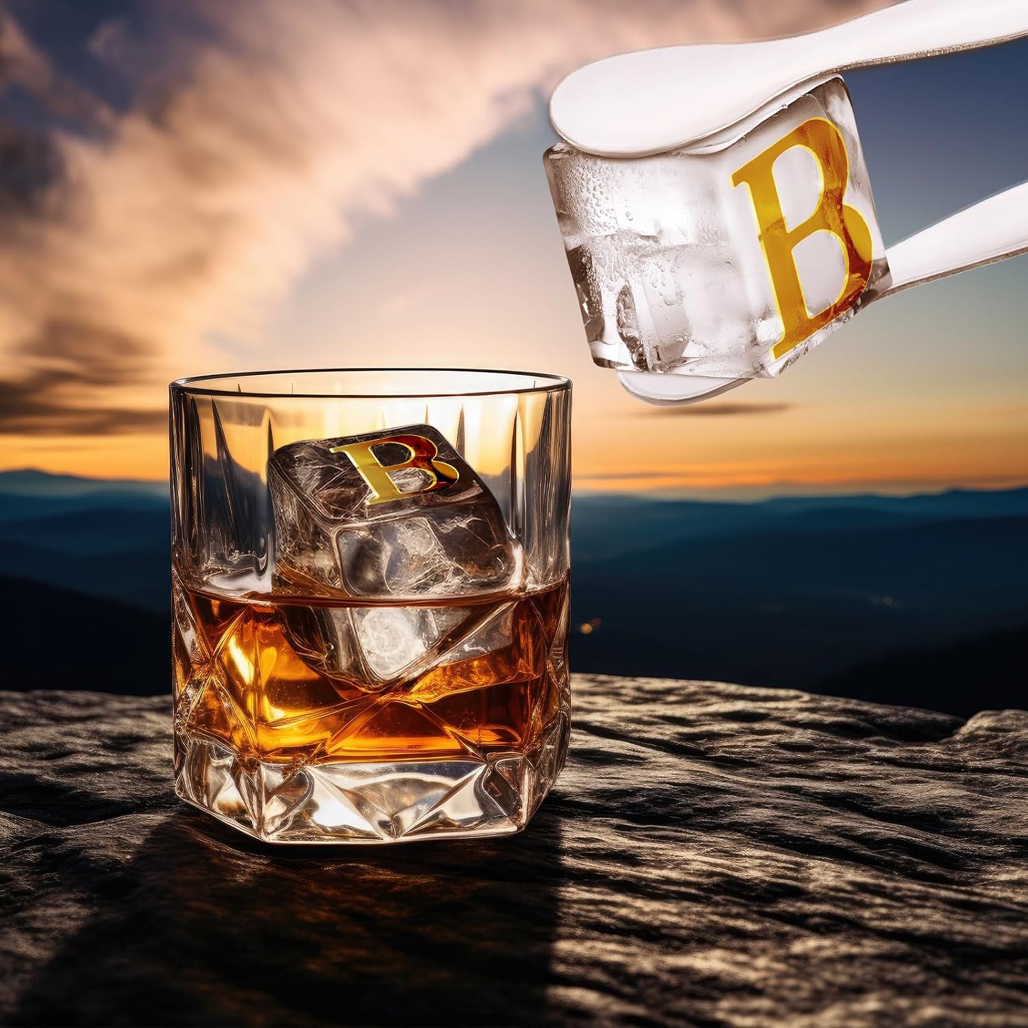 Teenyyou 4 Pcs 2 Inch Letter Ice Cube Molds for Whiskey, Letter B image 3
