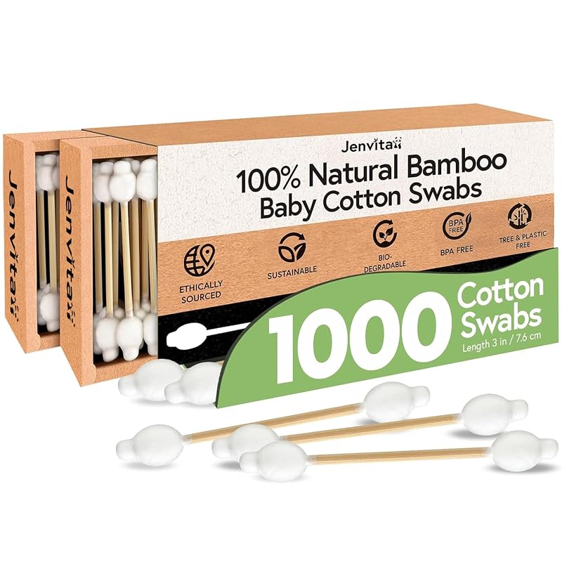 Hastes de Algodão Jenvita com Haste de Bambu, 1.000 unidades