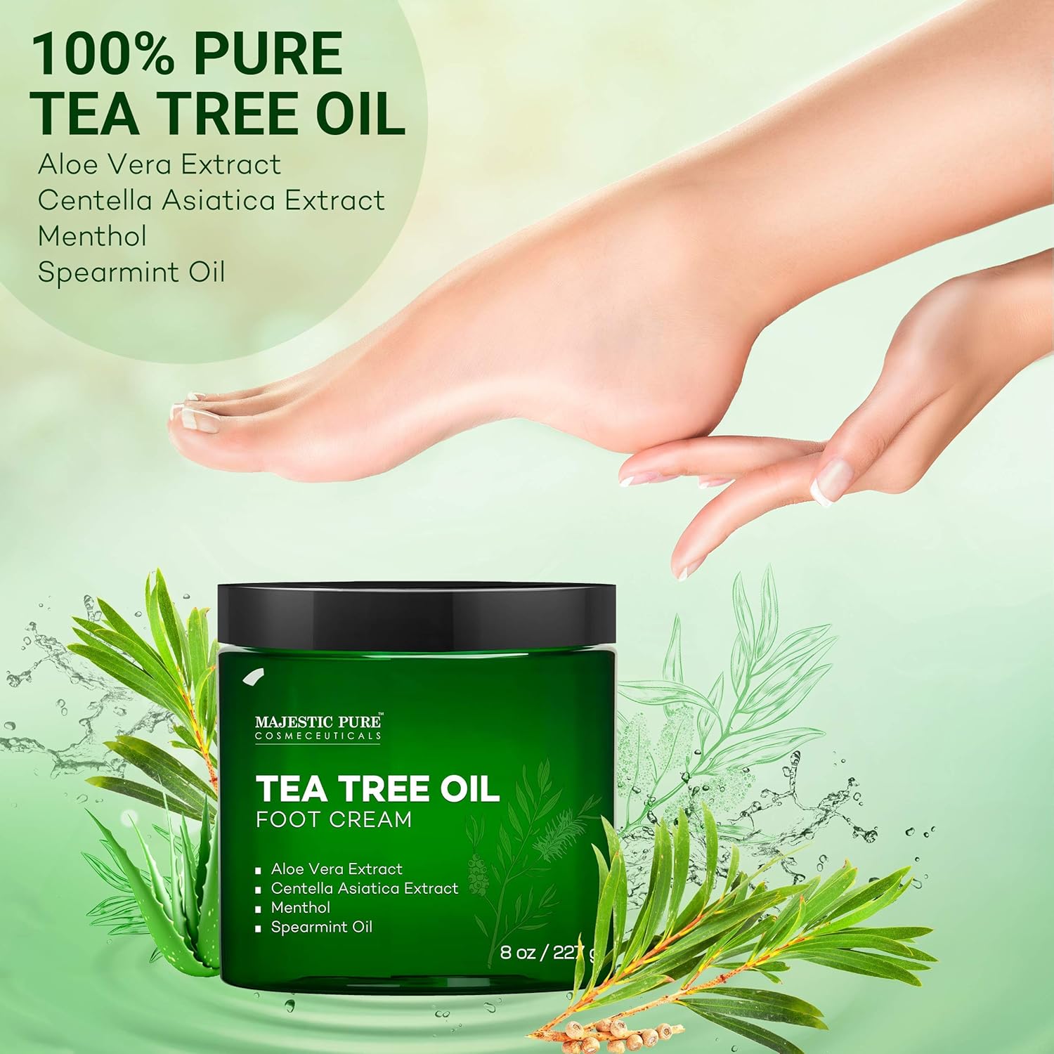 MAJESTIC PURE Tea Tree Body Wash and Tea Tree Athletes Foot Cream Bundle