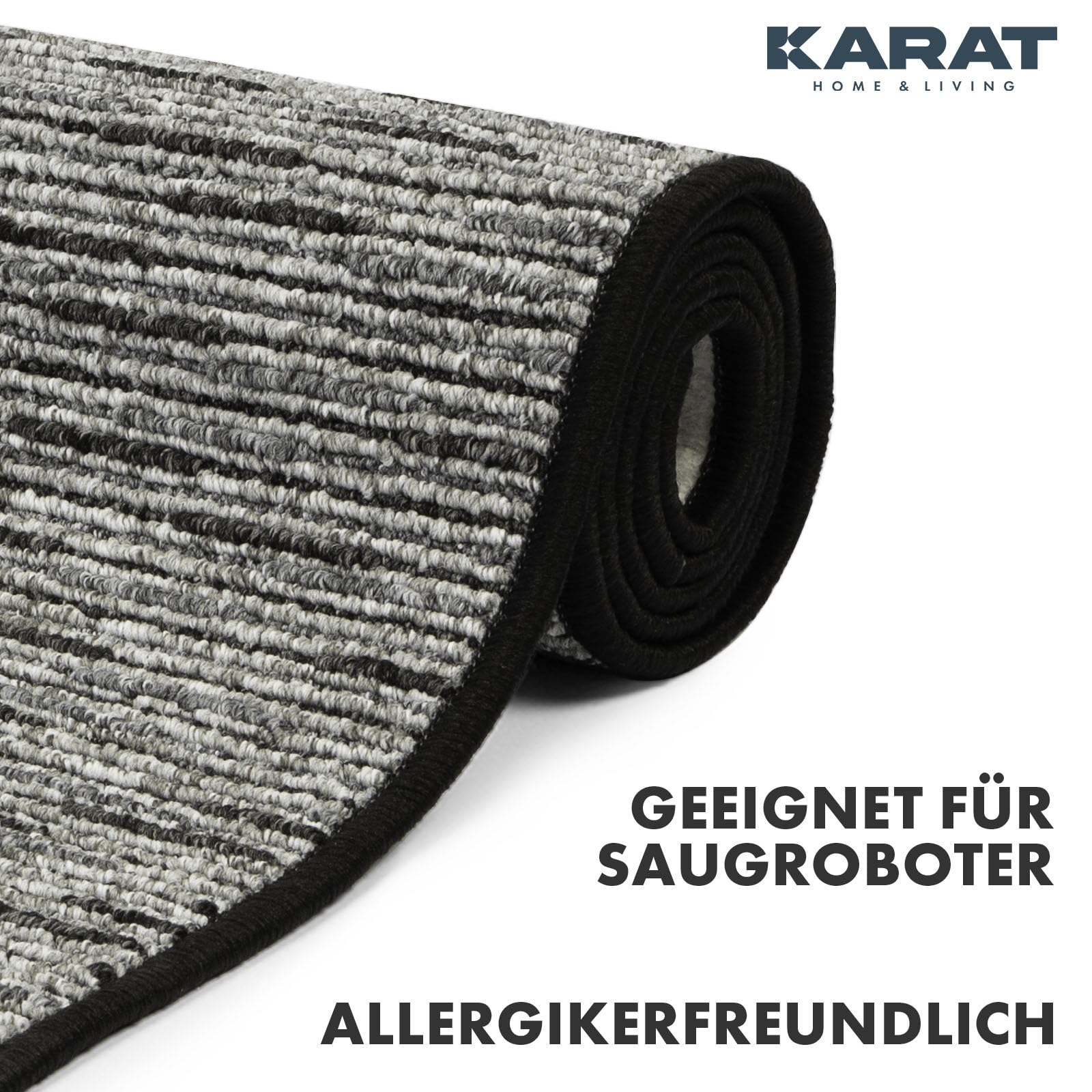 KARAT Teppich Läufer Geneva - Teppichläufer auf Maß - Meterware - Flurteppich - Küchenläufer - Teppich für Küche, Flur & Wohnzimmer (100 x 500 cm, Anthrazit)
