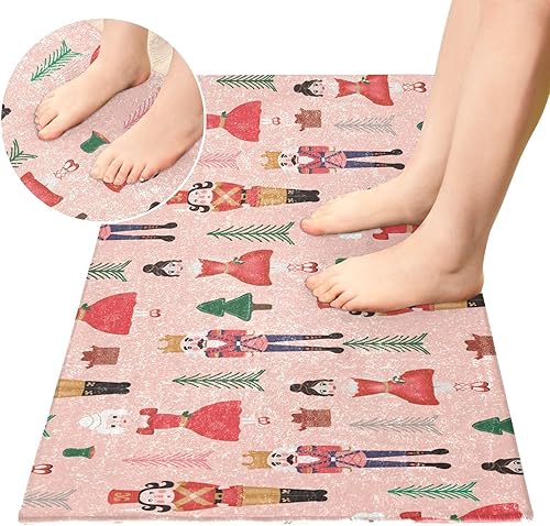 Miniatura 4 de Alfombra de baño de cascanueces de árbol rosa, suave, absorbente, antideslizante, alfombra de cocina grande para baño, sala de estar, inodoro,