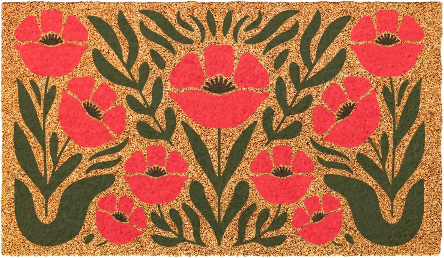 Poppy Doormat, Boho Modern Gift for Home, Modern Botanical Floral Welcome Mat