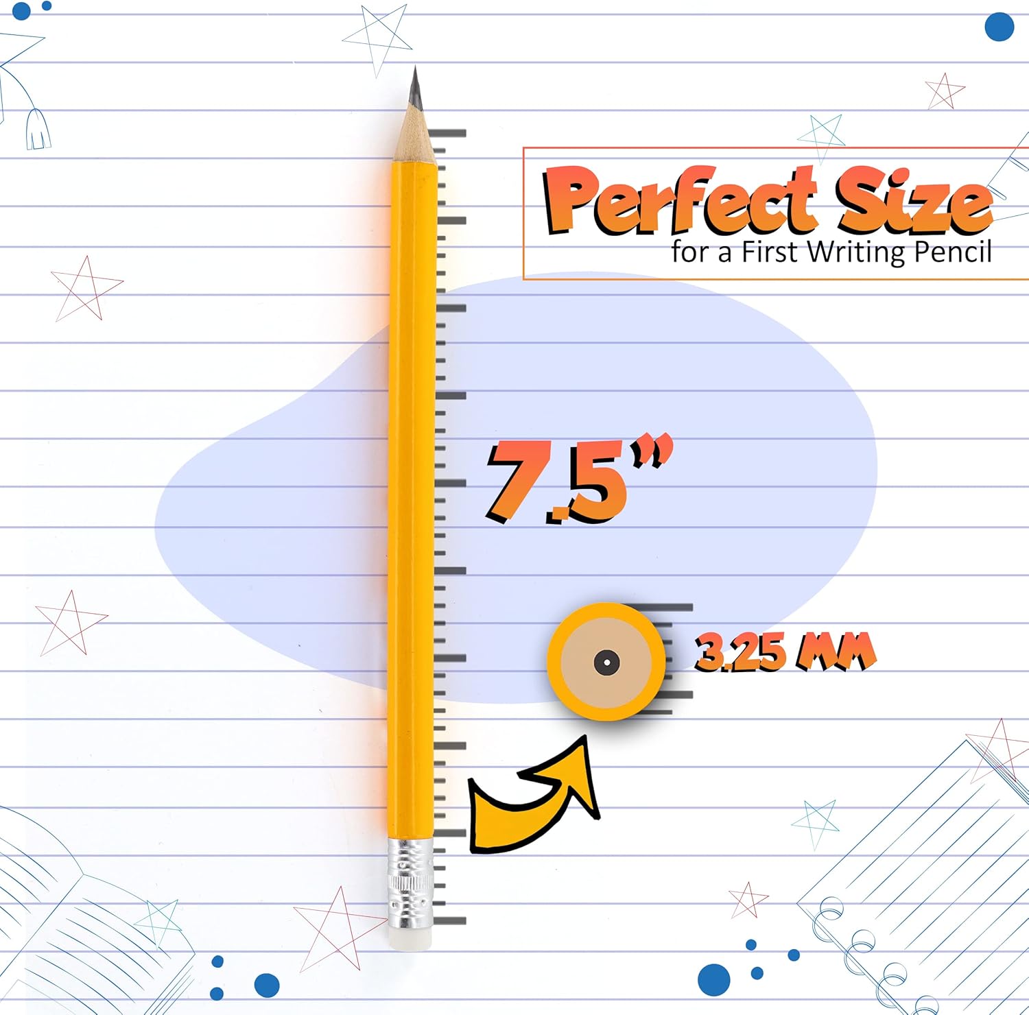 Emraw Pre Sharpened Round Primary Size No 2 Jumbo Pencils for Preschoolers, Elementary Kids - Pack of 24 Premium Fat Pencils