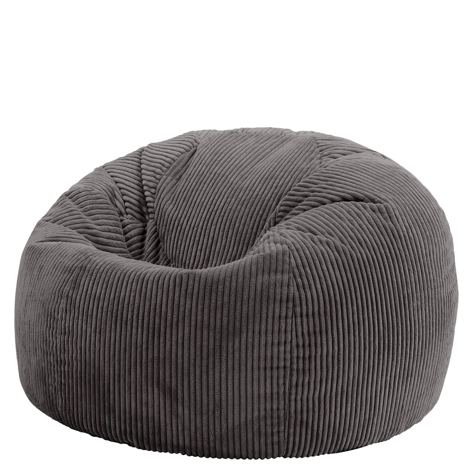 icon Kingston Cord Bean Bag, Charcoal Grey, Large Adult Bean Bag Chair with Filling Included, Comfy Chair, Living Room Furniture, Bedroom Furniture