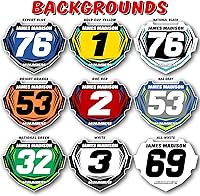 Vista 5 de MxNumbers Placa de caja BMX personalizada inserto, gráficos de carreras multicolor, fase 2 Junior y Senior