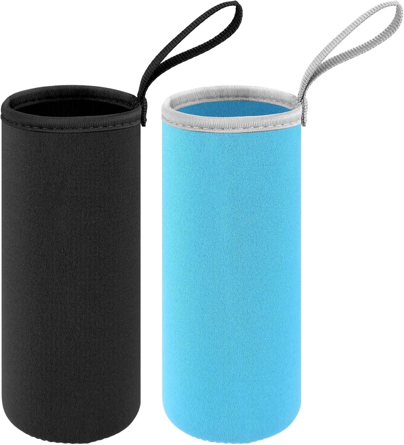 Zhehao 2 Pieces Neoprene Water Bottle Sleeve 18 oz – 19.4 oz Carrier Nylon Bottle Cover for Sport Portable Glass Drink Cup, 550 ml(Black, Blue)