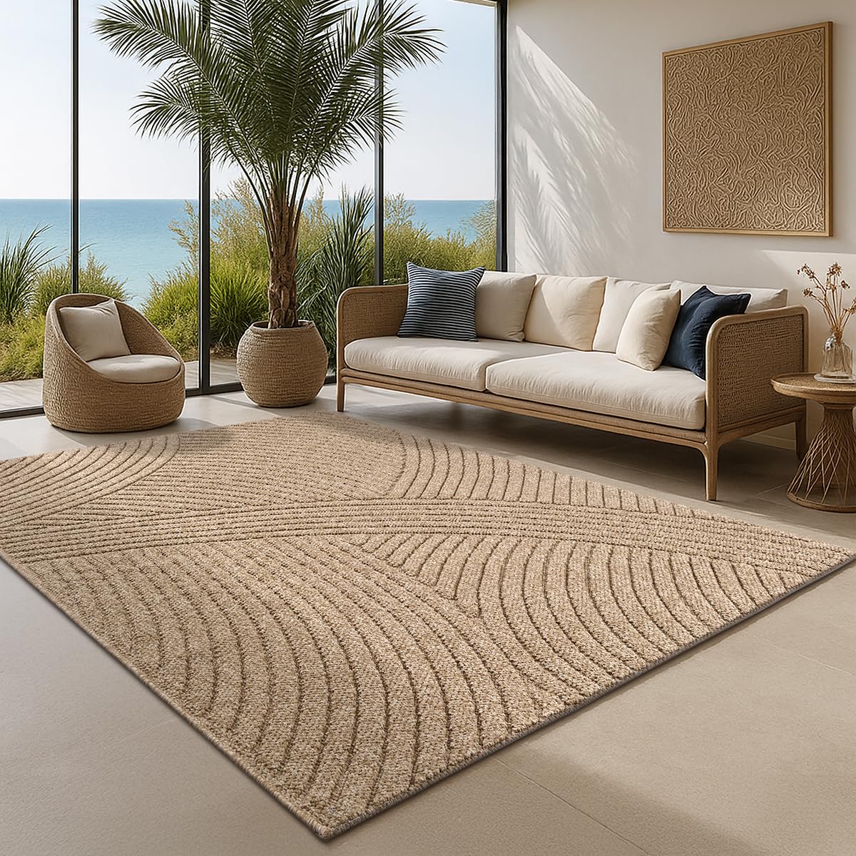 the carpet Cairo – Outdoor rug, weather‑resistant, natural jute look with loop design, durable, easy‑care, for balcony, terrace & garden, 160 x 220 cm