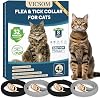 VICSOM 4 Paquete Collar Antipulgas y Garrapatas para Gatos, 32 Meses de Tratamiento y Prevención, Impermeable Ajustable, Negro Gris Certificado ClimeCo 1