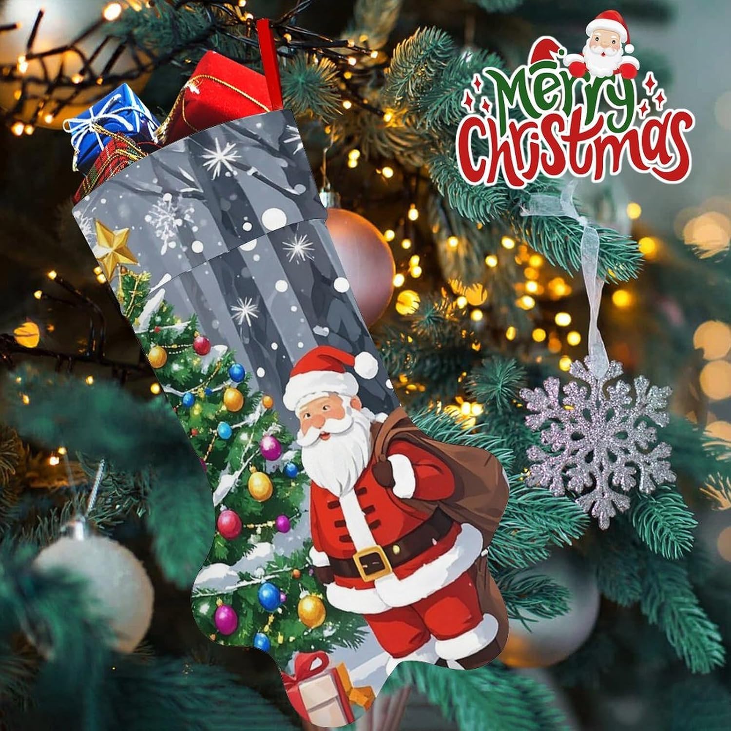 Christmas Santa Claus Paw Shape Stocking Cute Candy Gift Toy Sock Personalized Dog Paw Christmas Stocking Xmas Hanging Stockings Holiday Decorations Stockings image 5