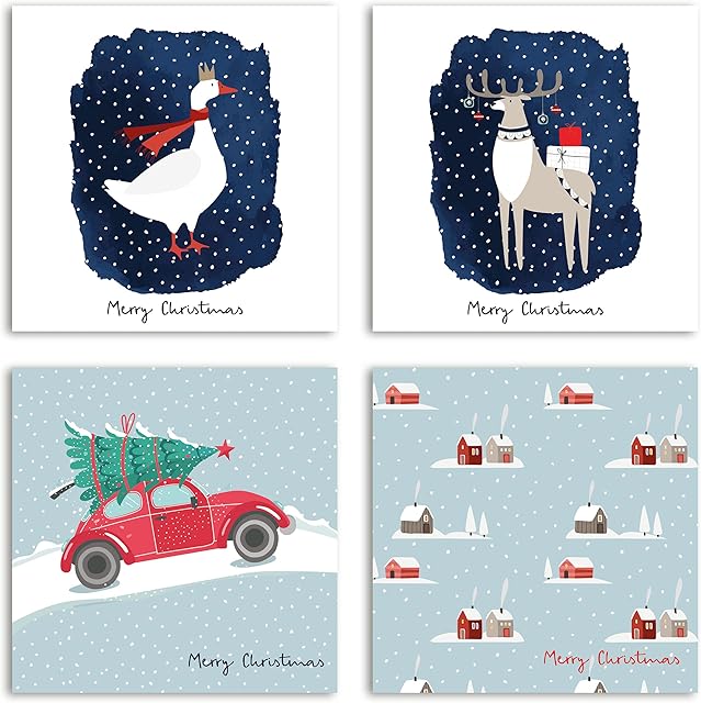 The Heritage Press Pack of 20 Christmas Cards for Family and Friends - 'Winter Wishes' - Eco-friendly, Made in the UK