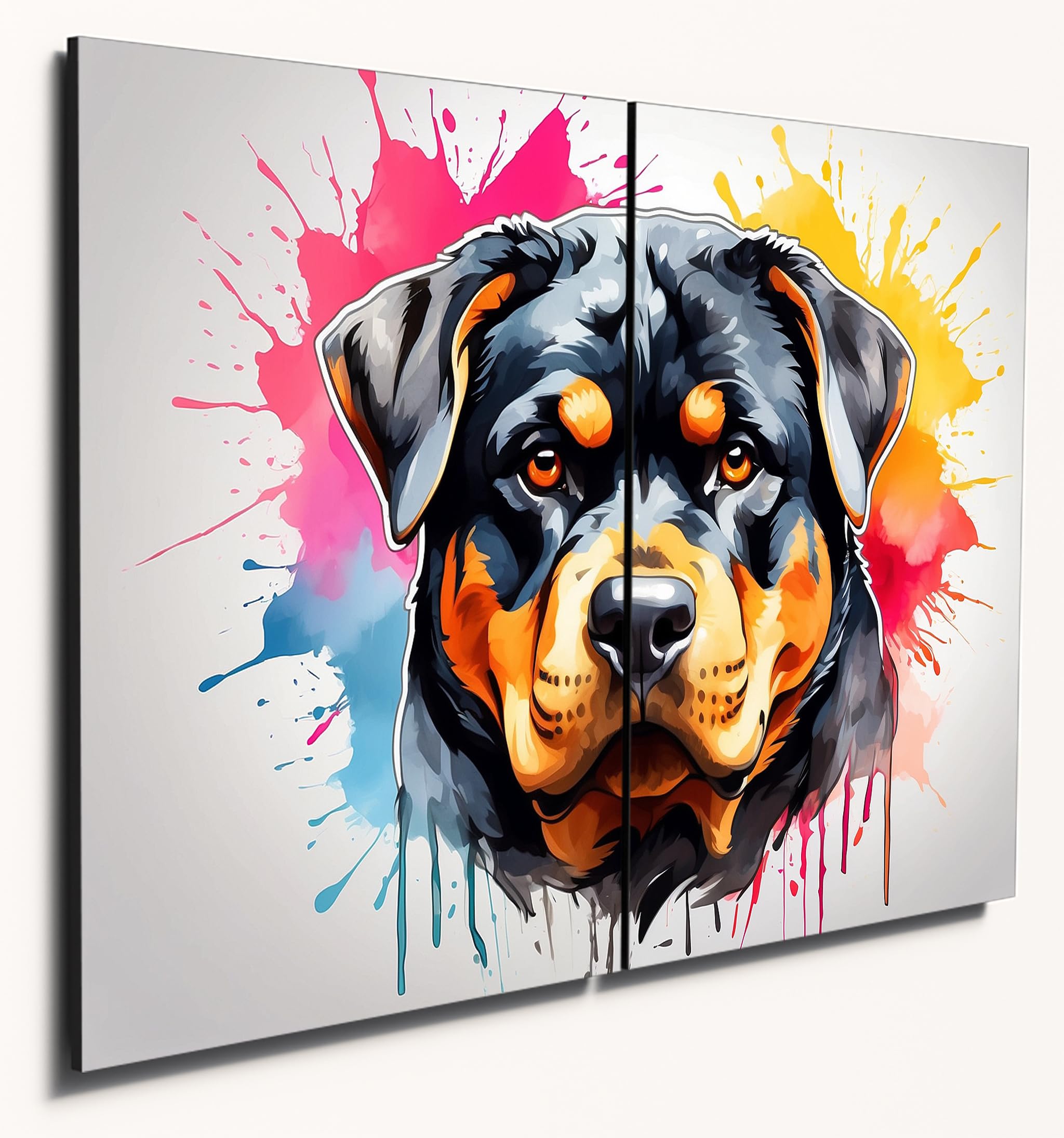 The Plum Penguin Rottweiler Watercolor Wall Art, A4 Dual Panel MDF Wood Home Decor