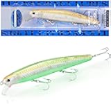 LUCKY CRAFT FlashMinnow 110, Super Glow Series, Saltwater Fishing Lures, Jerkbait Surf Fishing Accessories and Gear, 1-2 ft Slow Suspending Topwater Lure, Halibut and Bass Fishing Lures