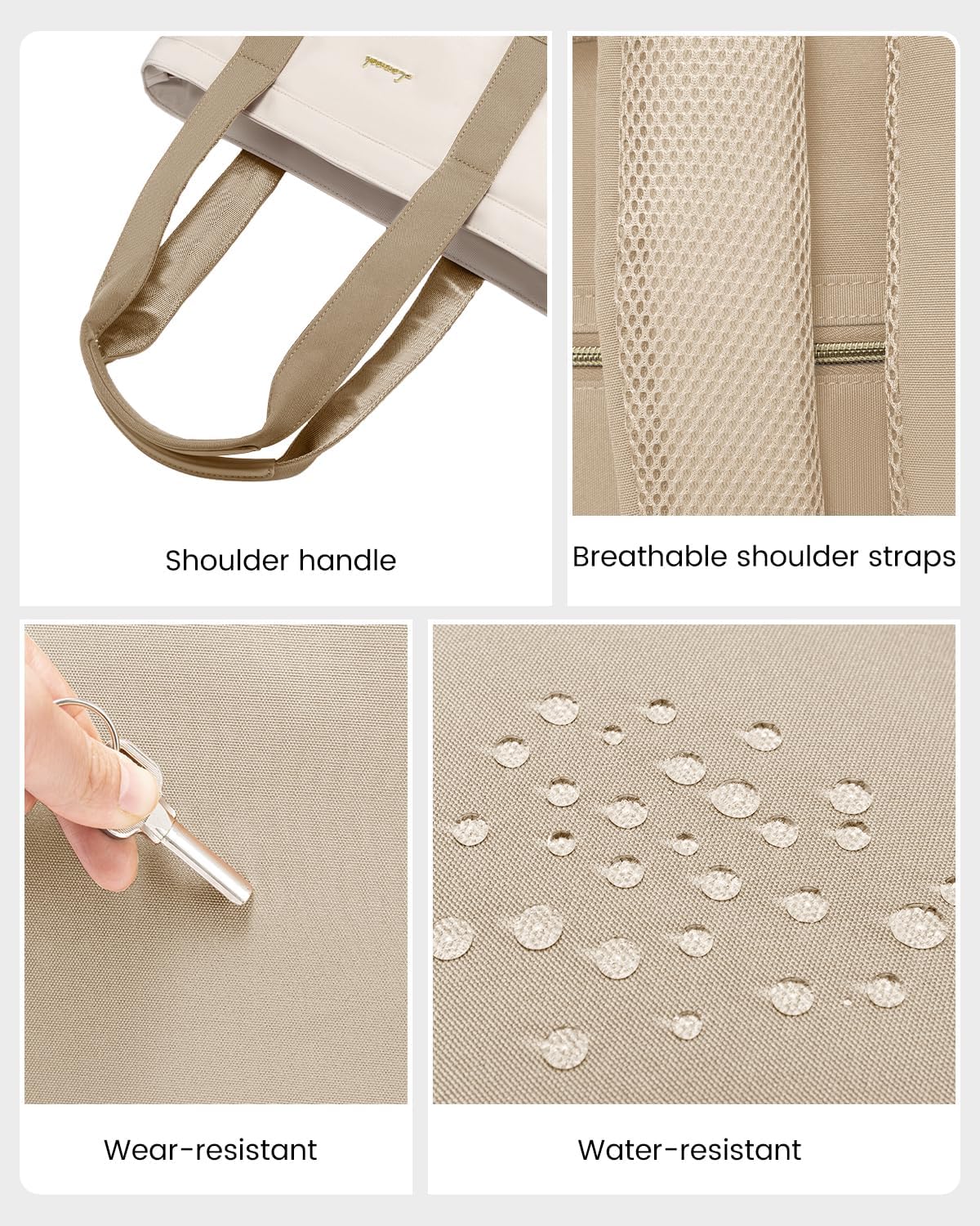 LOVEVOOK Laptop Backpack for Women, 15.6’’ Laptop Bag for Women Tote Bag Convertible, Lightweight Travel Backpack for College, Wide Open Work Backpack for Nurse Teacher Water-resistant Khaki - Image 6