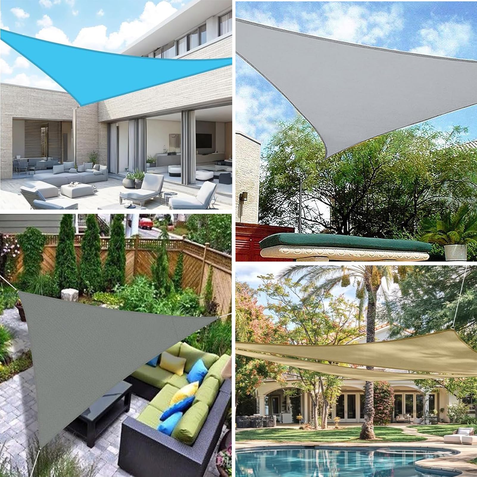 Voile D'Ombrage Triangle 3x4x5m, Toile Ombrage avec 3 Corde Libre, Auvent ImperméAble UV Protection, pour Jardin Terrasse ExtéRieur, avec Anneaux D+Corde