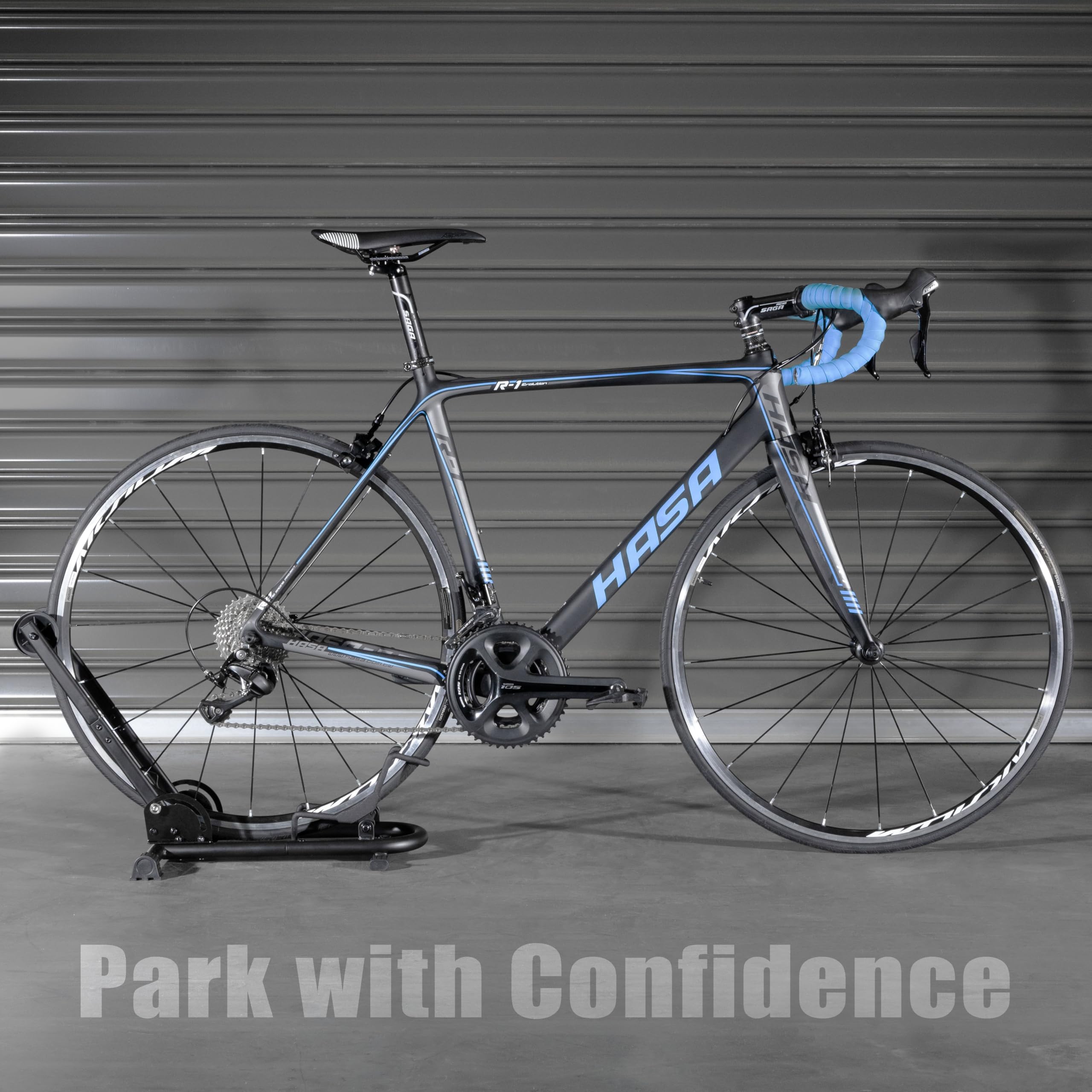 BikeHand Bike Stand Floor Parking Bike Rack - for MTB & Road Bike Storage - up to 2.4" Tire Width - Bike Rack Garage Foldable Bike Storage Rack - Durable Bicycle Stand - Classic New Verison