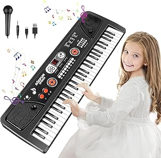 Piano de teclado mejorado para niños principiantes, teclado electrónico de 61 teclas con micrófono de pantalla LED, instrumentos musicales, juguetes para niños de 3, 4, 5, 6, 7, 8 años, regalos para