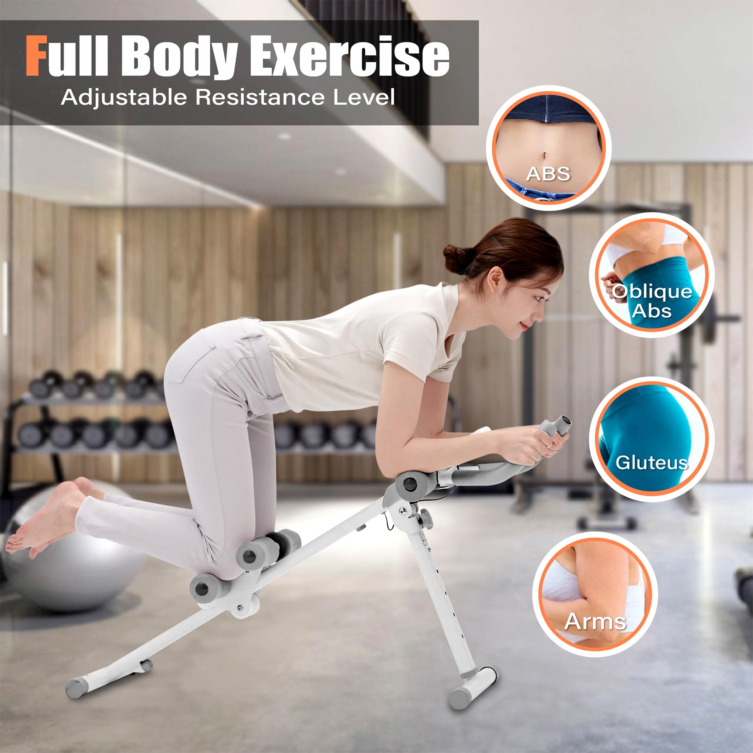 TechFit AB Multi Crunch 6-en-1 – Banc Abdos Pliant Avec Résistance, Body Back, Bandes élastiques – Muscu Complète Maison