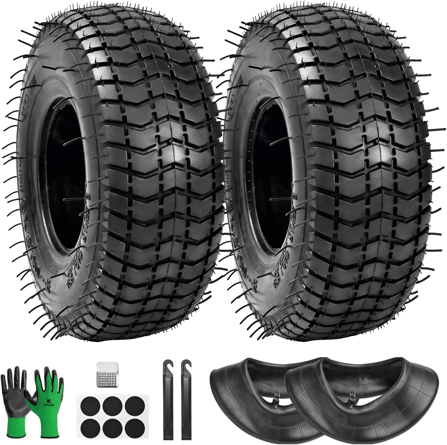Parts Camp 9x3.50-4 Tire and Inner Tube Set 9x3-1/2 Interchangeable Fit Mini ATV, Go Kart, Stand Up/Skateboard Scooter, Lawn Mower, Tractors with Patch Kit (2xTires and 2 x Inner Tubes)