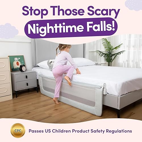 Miniatura 8 de ComfyBumpy Rieles de cama extra largos para niños  Protector de riel de cama de bebé para niños, camas individuales, matrimoniales, King y Queen