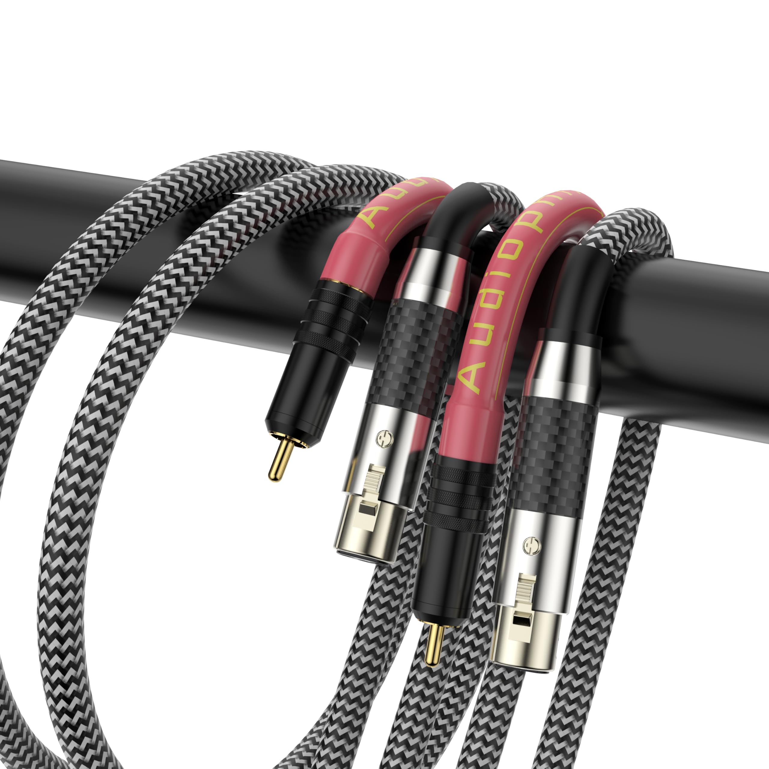 Kabel interkonektowy HiFi 2RCA męski na podwójny XLR męski/żeński, cyfrowy i analogowy subwoofer stereo kabel audio do kina domowego, HDTV, wzmacniaczy, systemu Hi-Fi (1 m, RCA do XLR