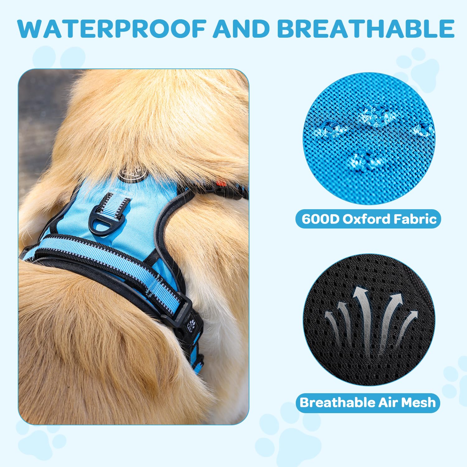 FURRYFECTION No-Pull Dog Harness Medium Dogs, Blue - Image 2